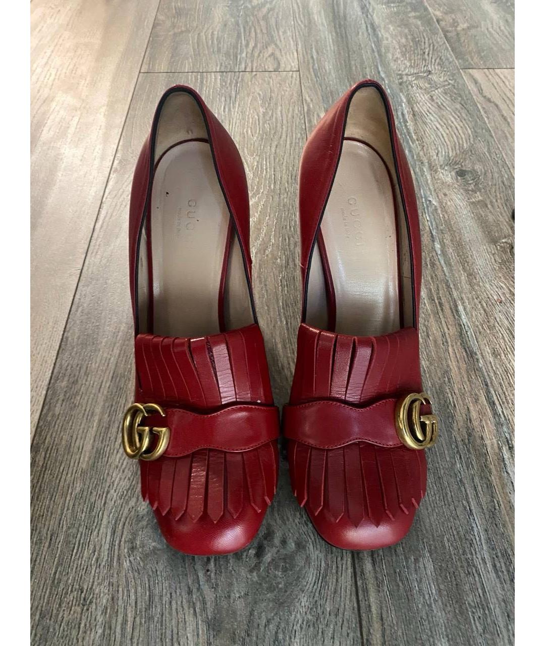 GUCCI Красные кожаные туфли, фото 2
