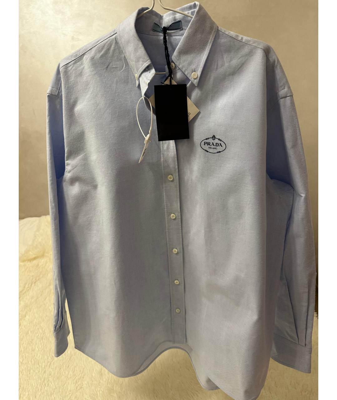 PRADA Голубая хлопковая рубашка, фото 5