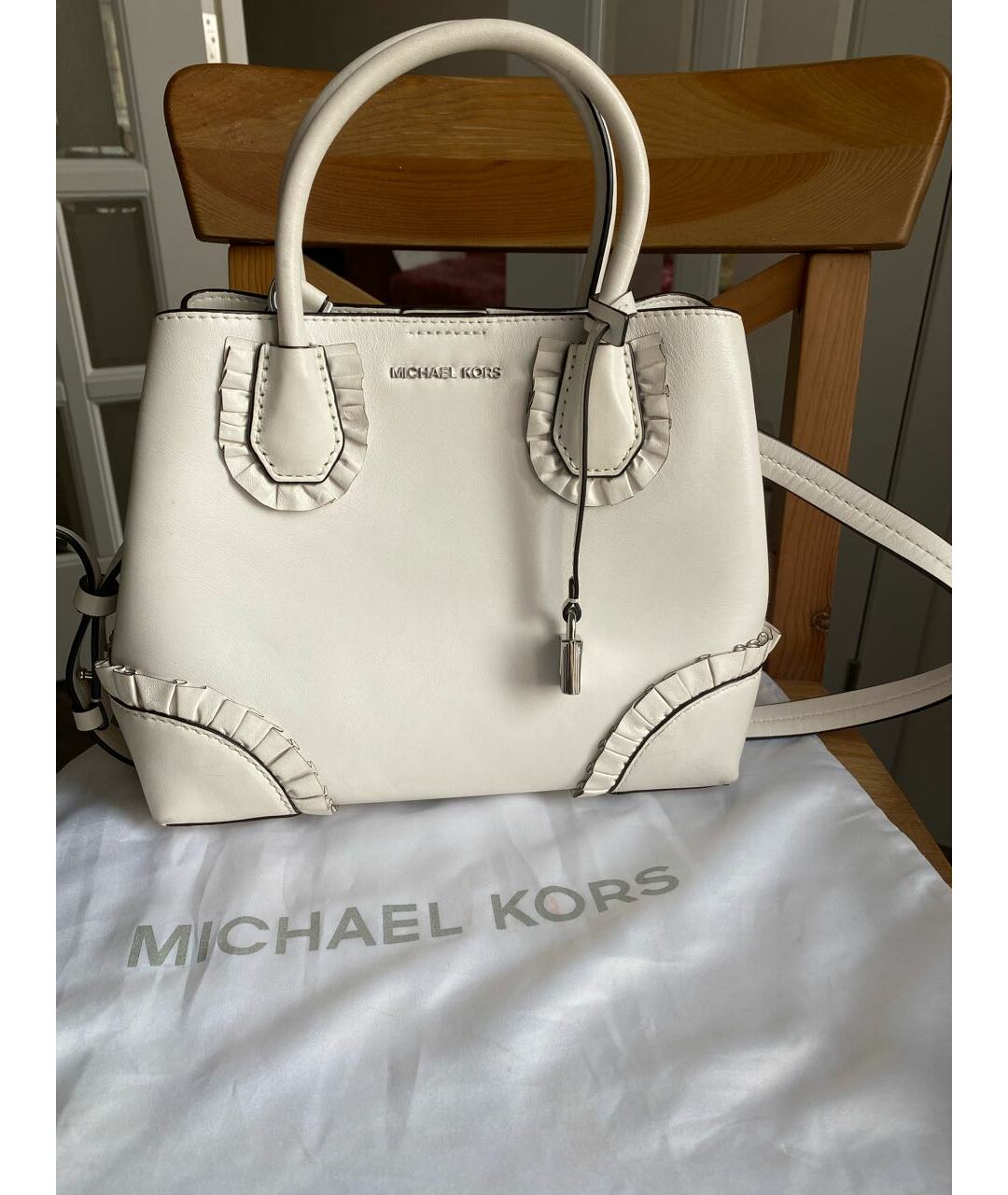 MICHAEL KORS Белая кожаная сумка тоут, фото 9