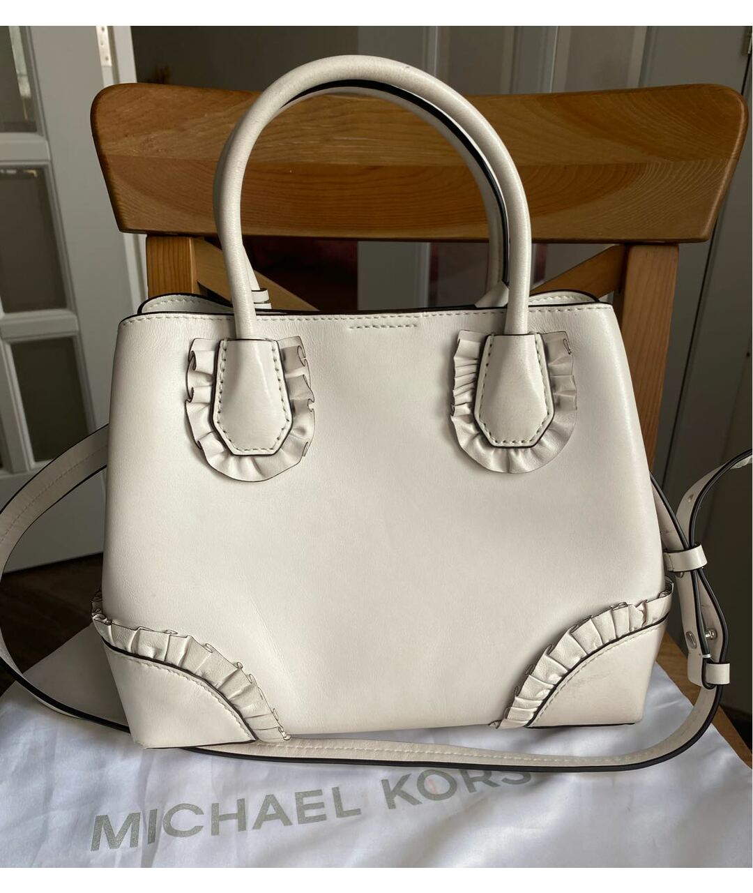 MICHAEL KORS Белая кожаная сумка тоут, фото 3