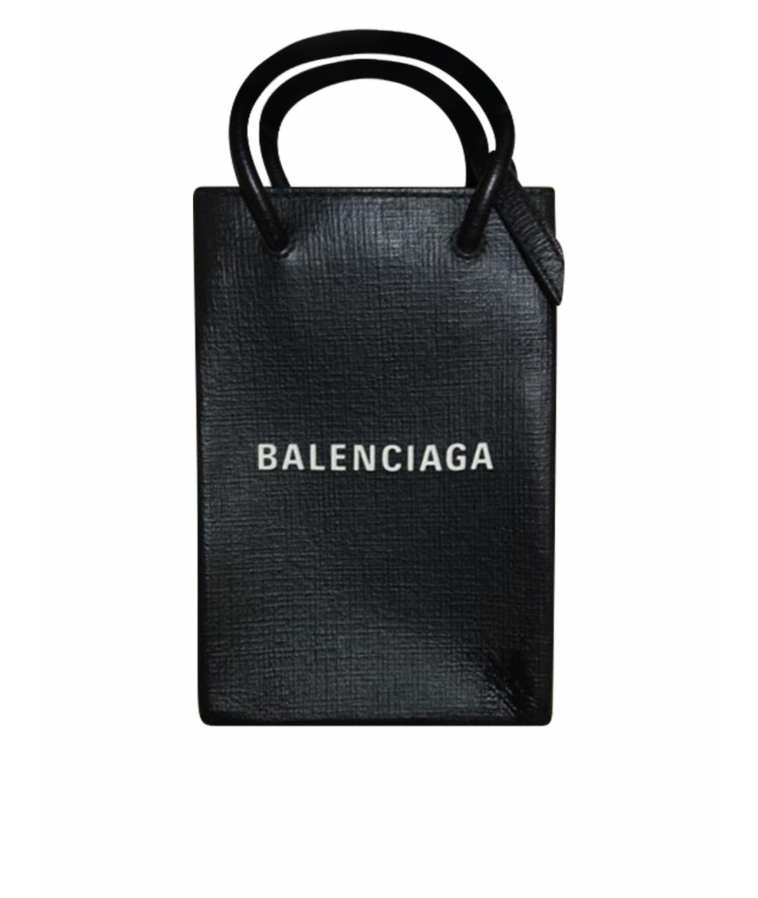 BALENCIAGA Черная кожаная сумка тоут, фото 1