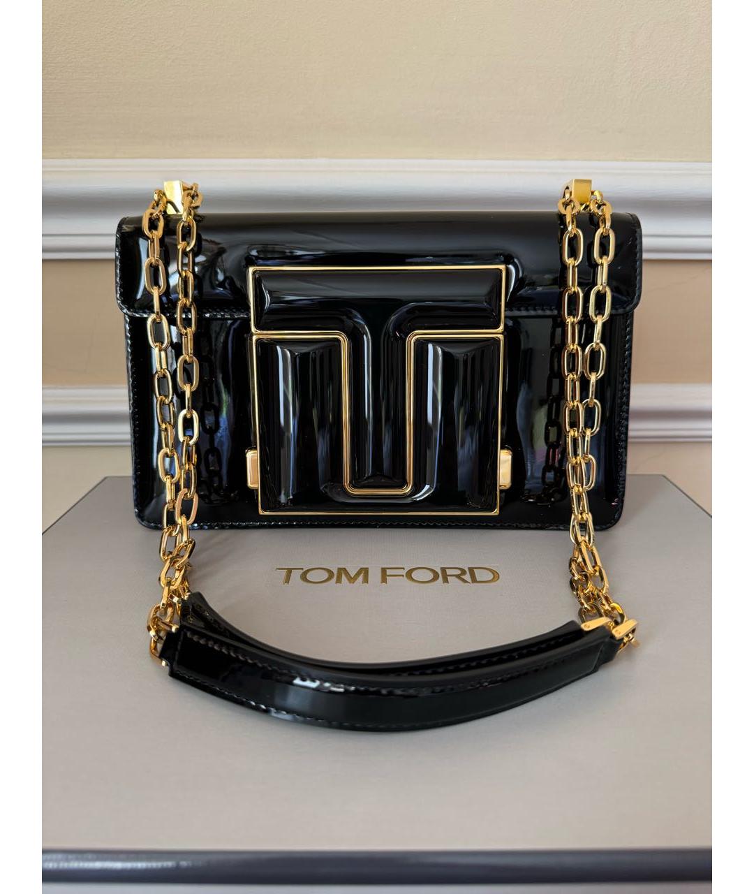 TOM FORD Черная сумка через плечо из лакированной кожи, фото 5