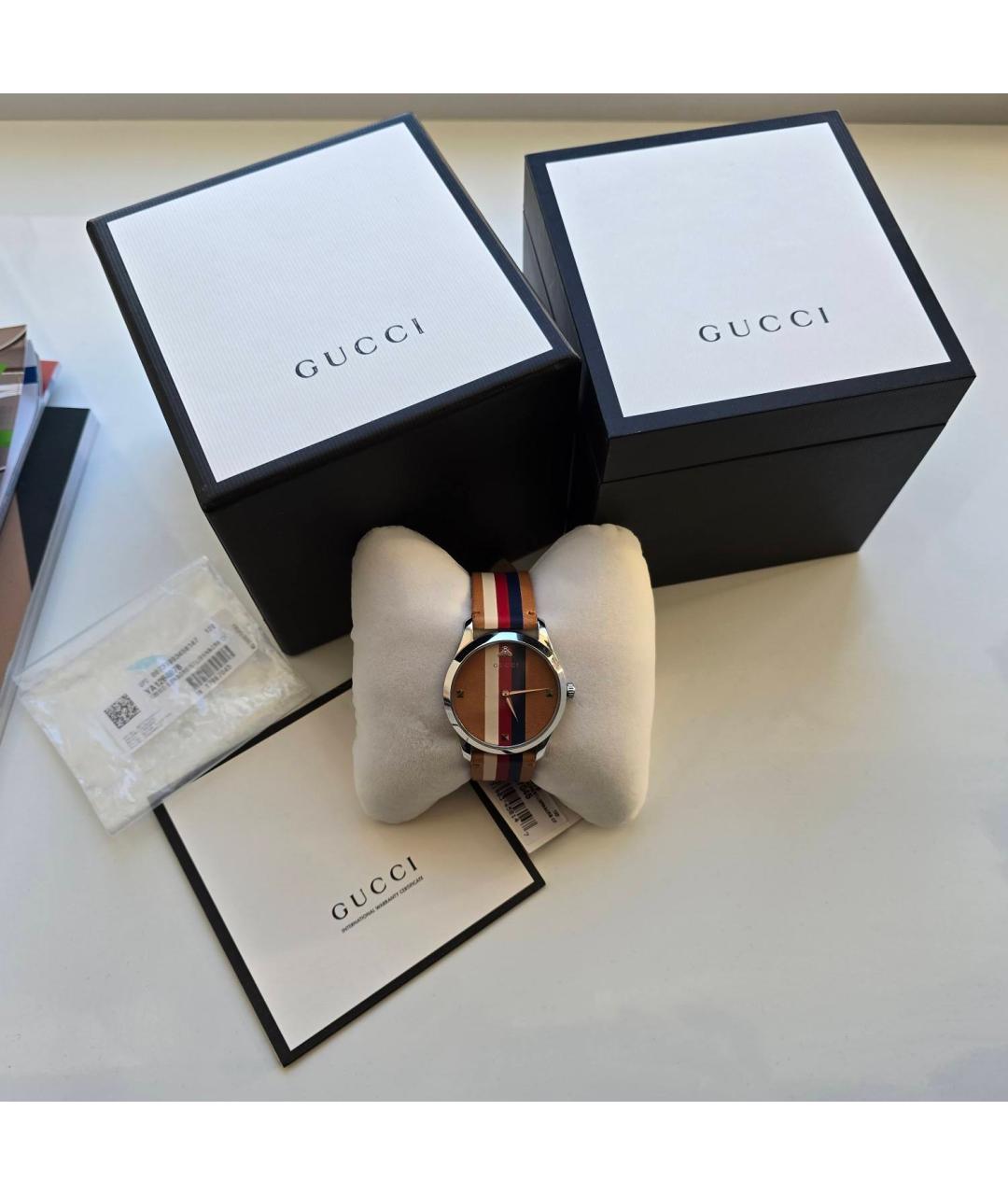 GUCCI Коричневые стальные часы, фото 4