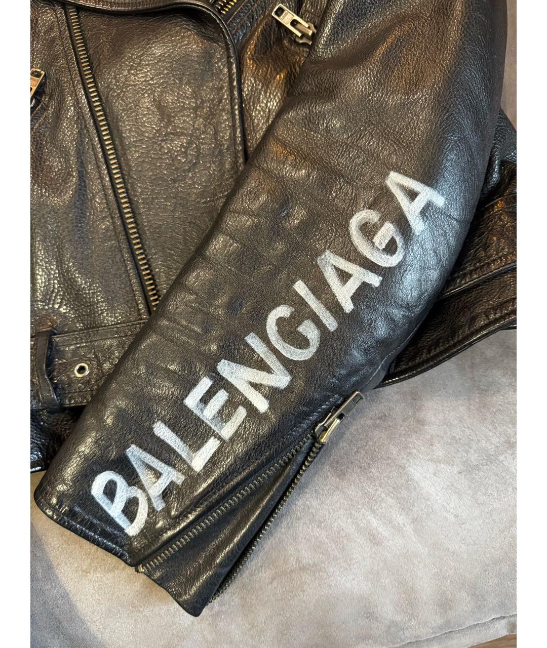 BALENCIAGA Черная кожаная куртка, фото 3