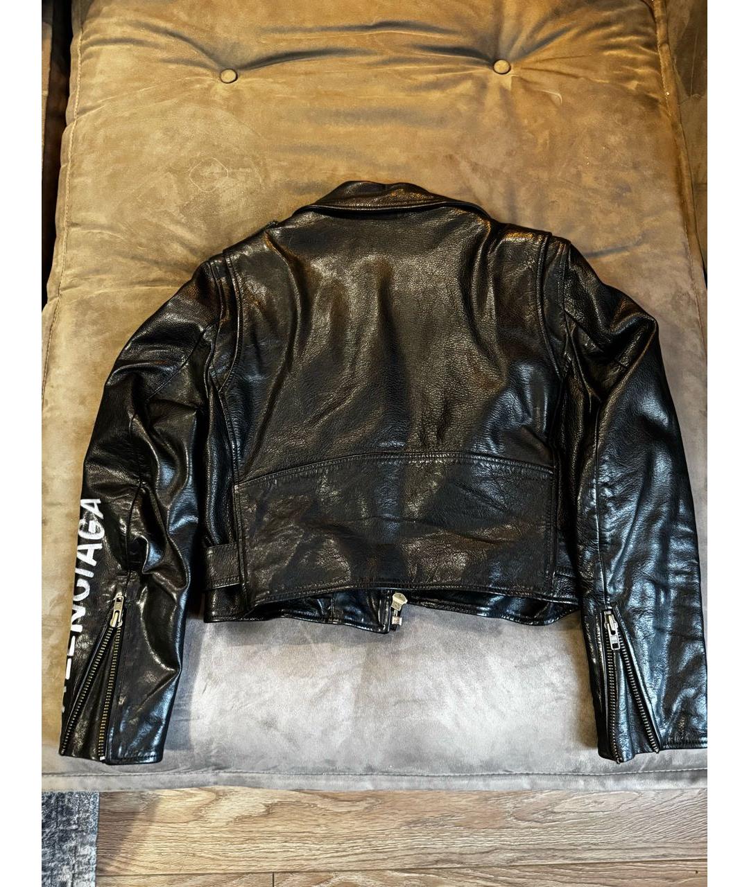 BALENCIAGA Черная кожаная куртка, фото 2