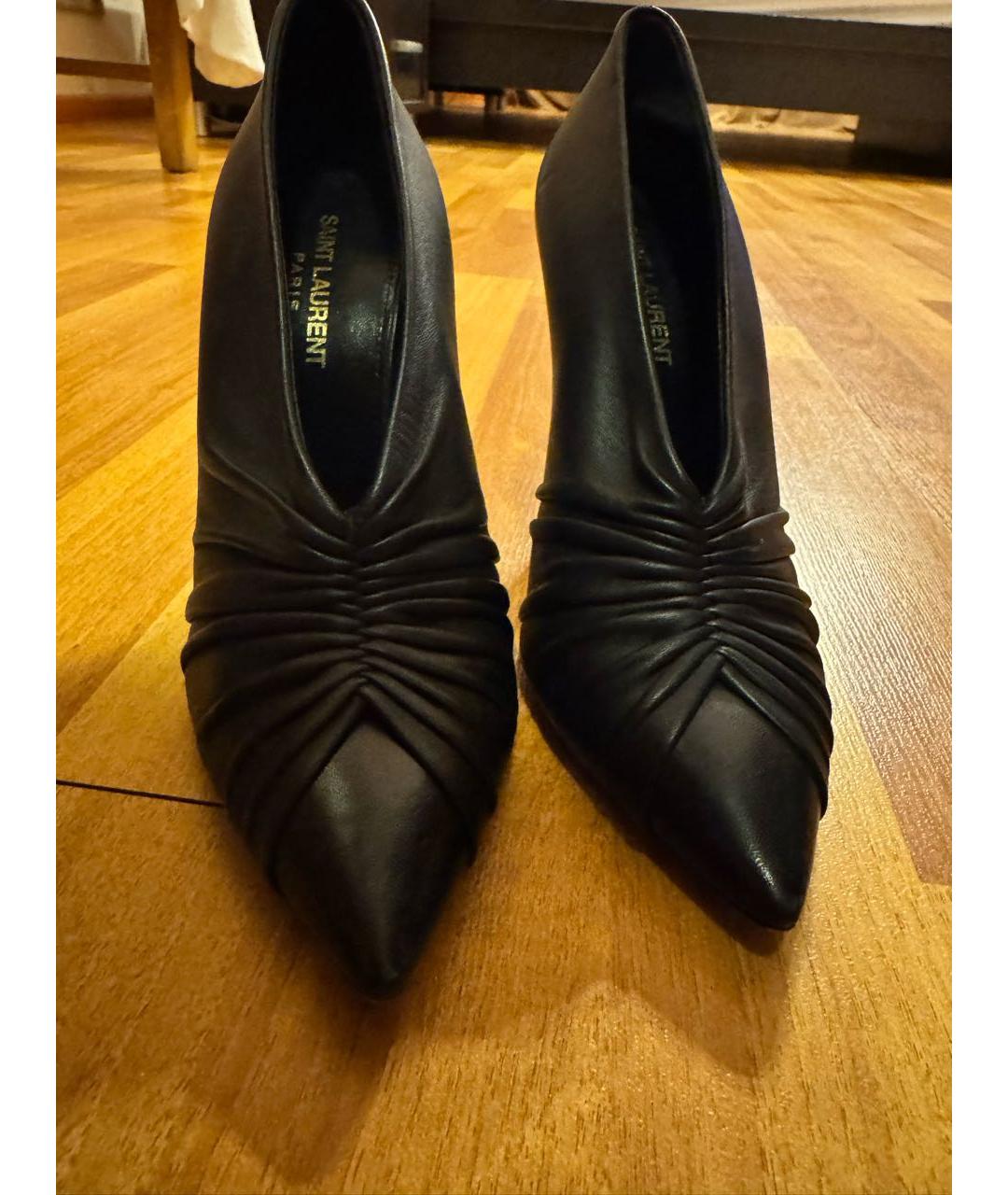 SAINT LAURENT Черные кожаные туфли, фото 2