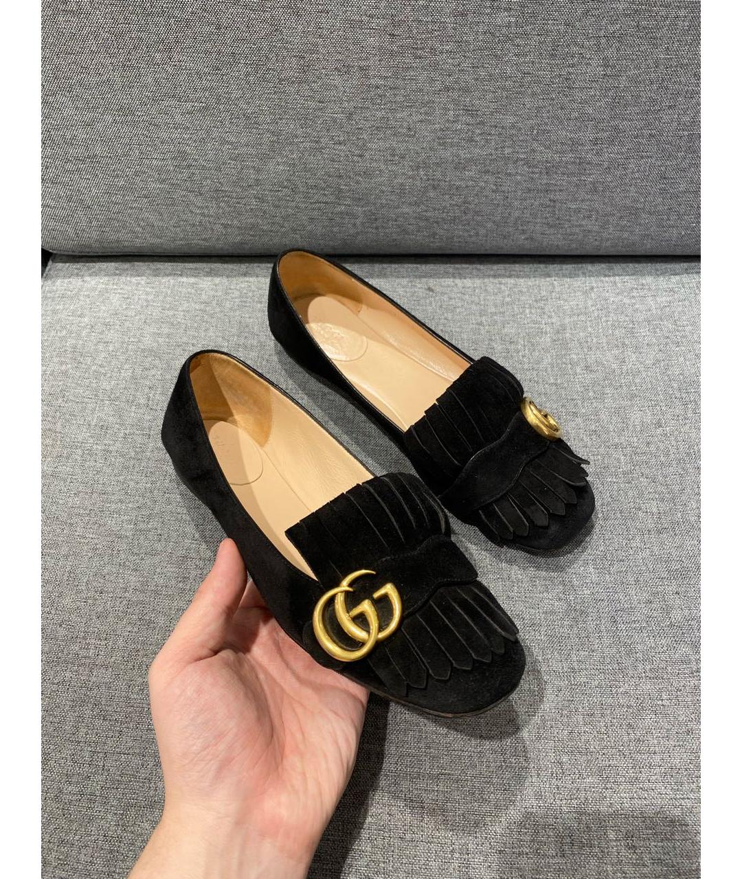 GUCCI Черные кожаные балетки, фото 3