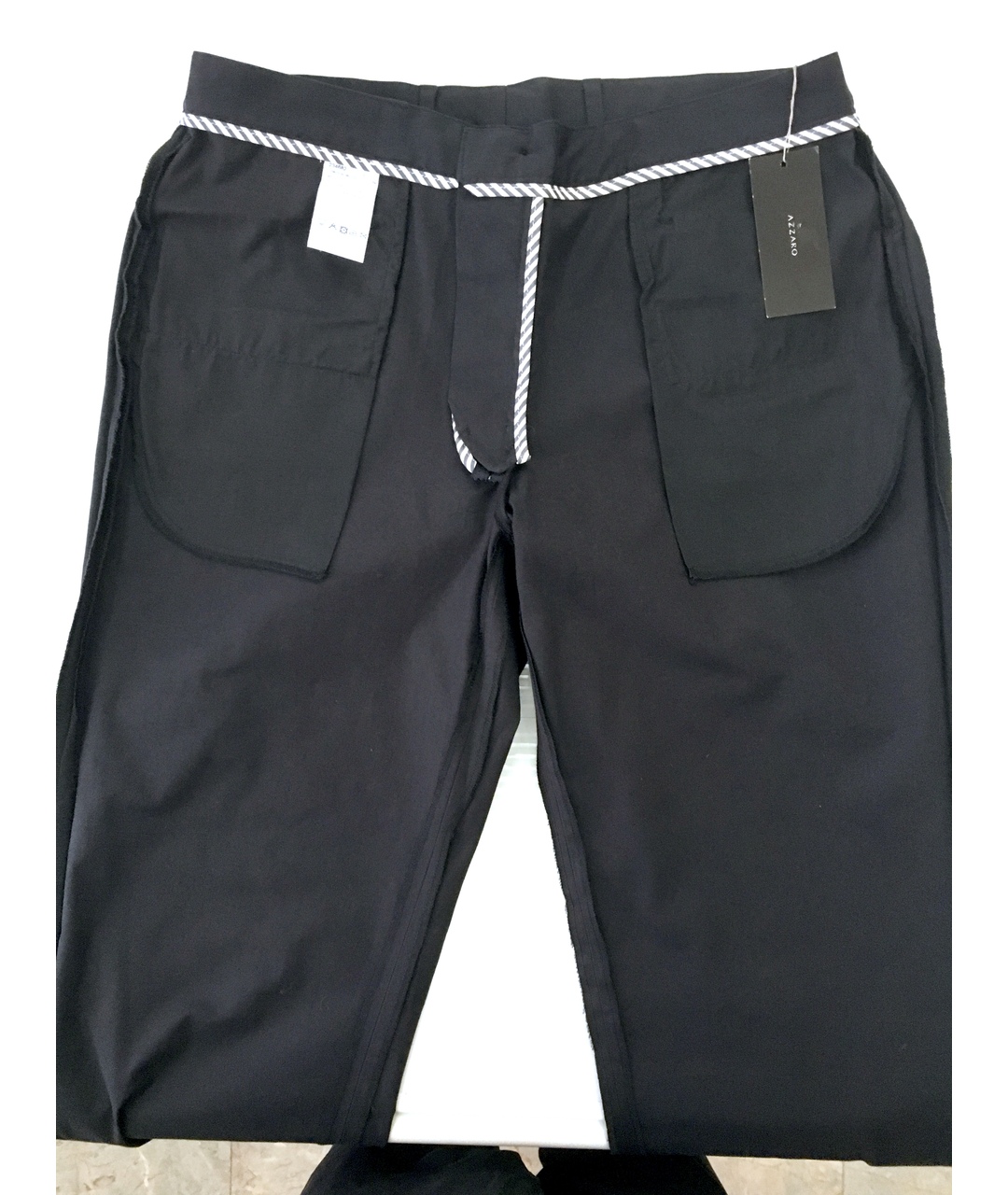 AZZARO Черные хлопко-эластановые повседневные брюки, фото 3