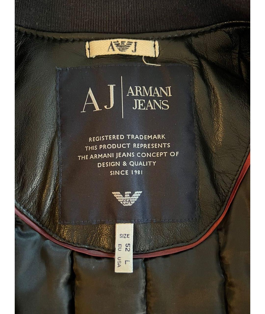 ARMANI JEANS Черная кожаная куртка, фото 2