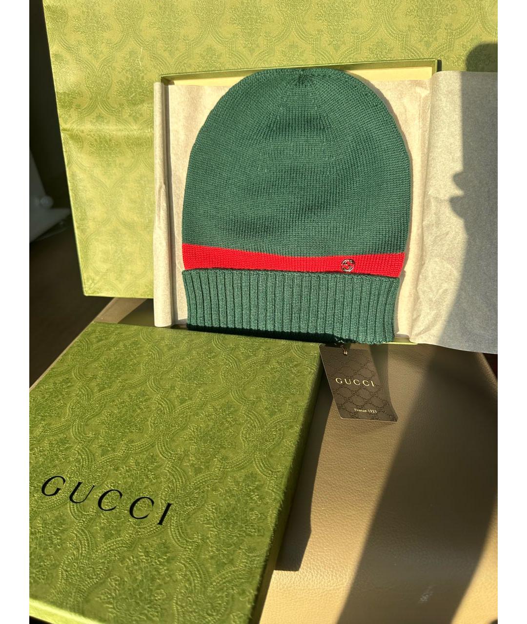 GUCCI Зеленая хлопковая шапка, фото 4