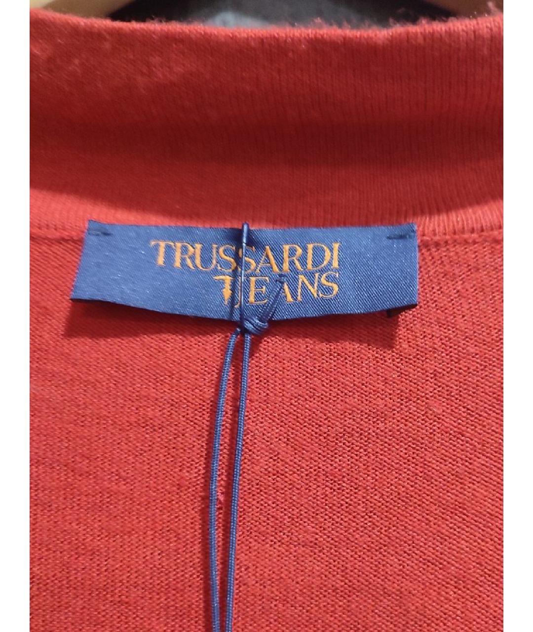 TRUSSARDI JEANS Красное шерстяное повседневное платье, фото 5