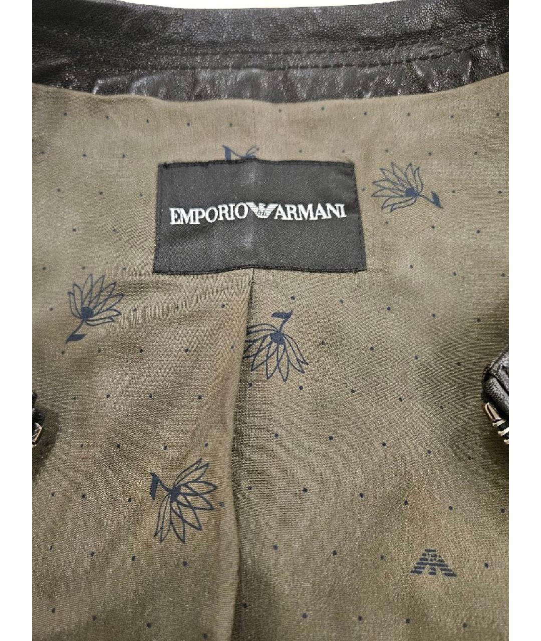 EMPORIO ARMANI Черная кожаная куртка, фото 3