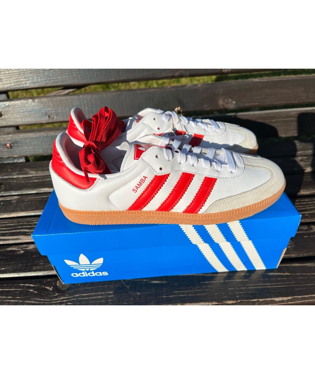 ADIDAS Белые кожаные кроссовки, фото 5