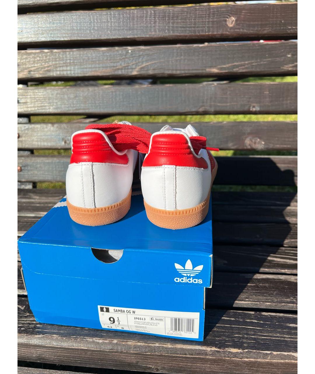 ADIDAS Белые кожаные кроссовки, фото 4