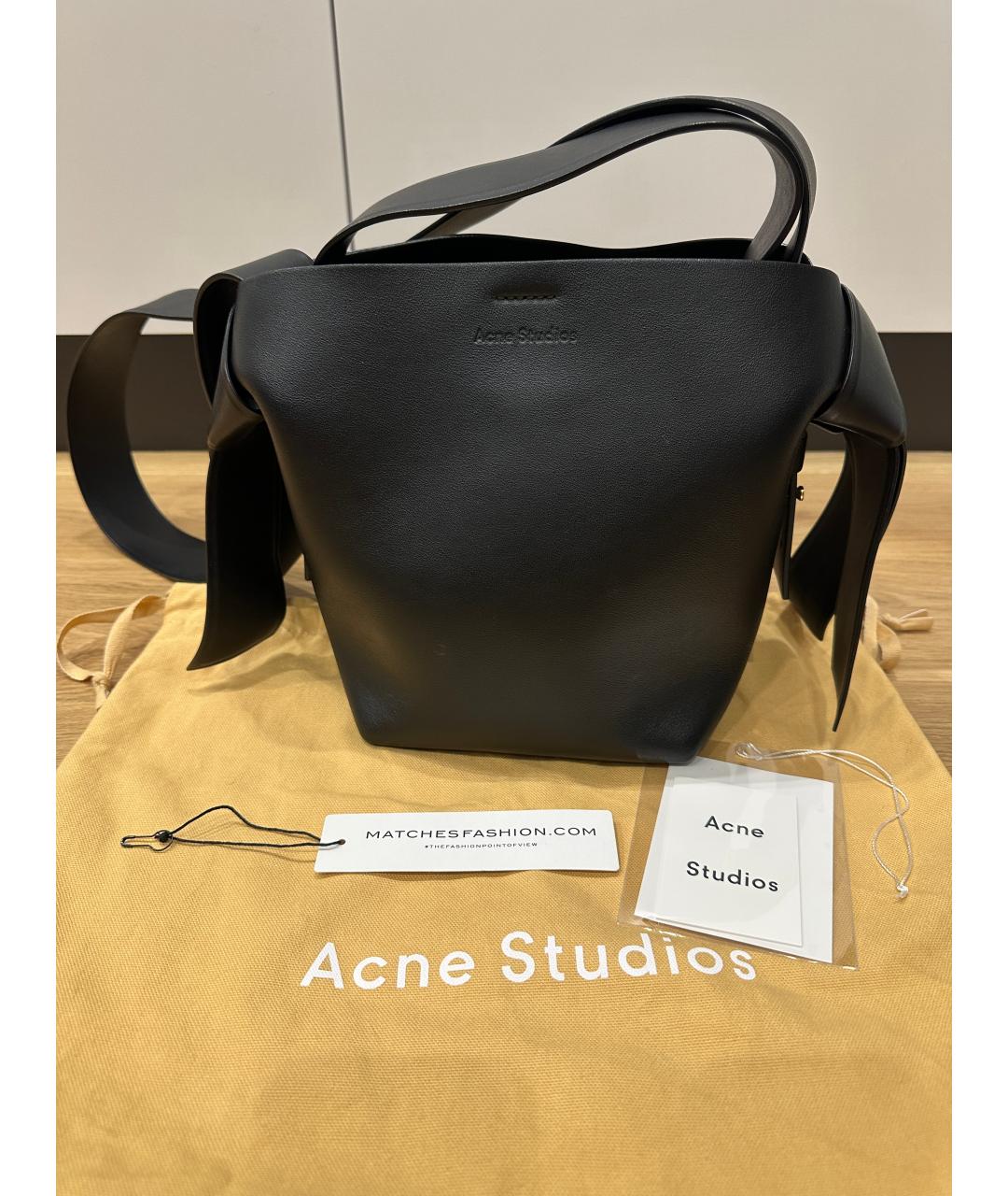 ACNE STUDIOS Черная кожаная сумка через плечо, фото 5