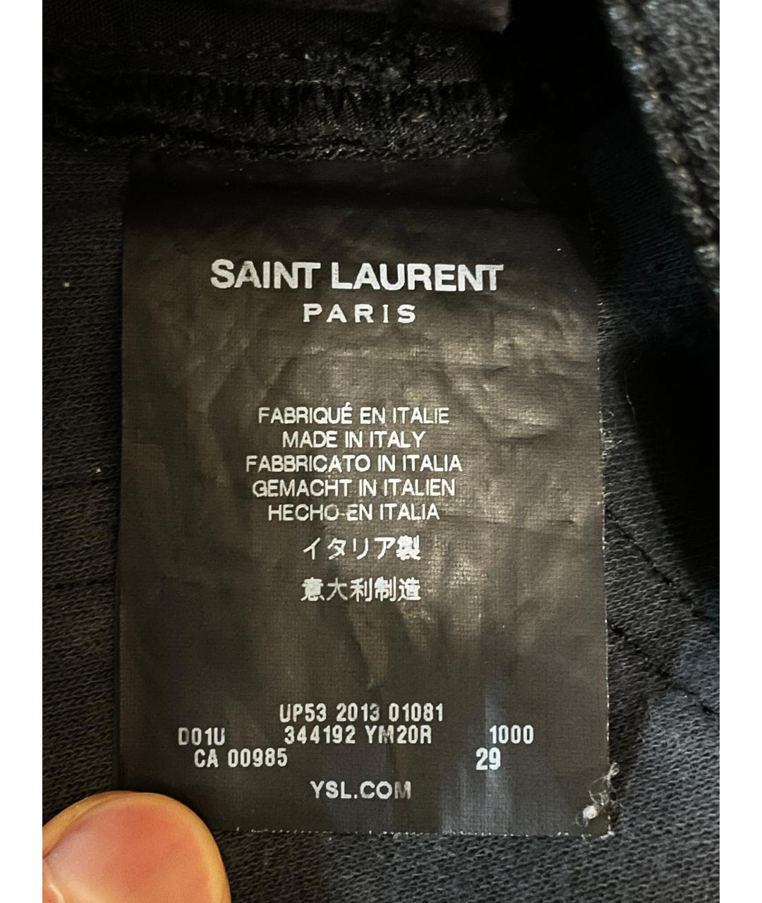 SAINT LAURENT Черные кожаные повседневные брюки, фото 3