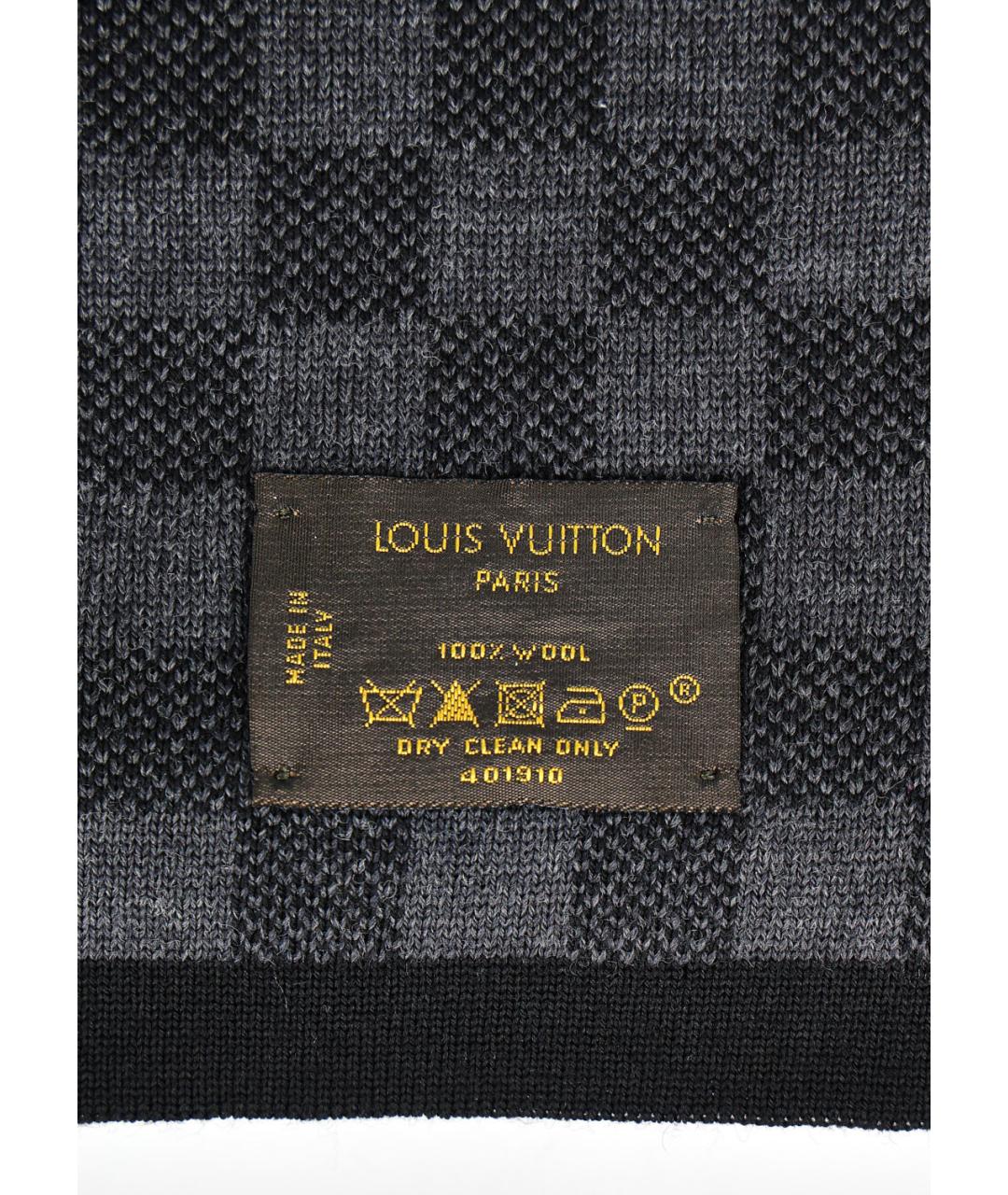 LOUIS VUITTON Черный шерстяной шарф, фото 3