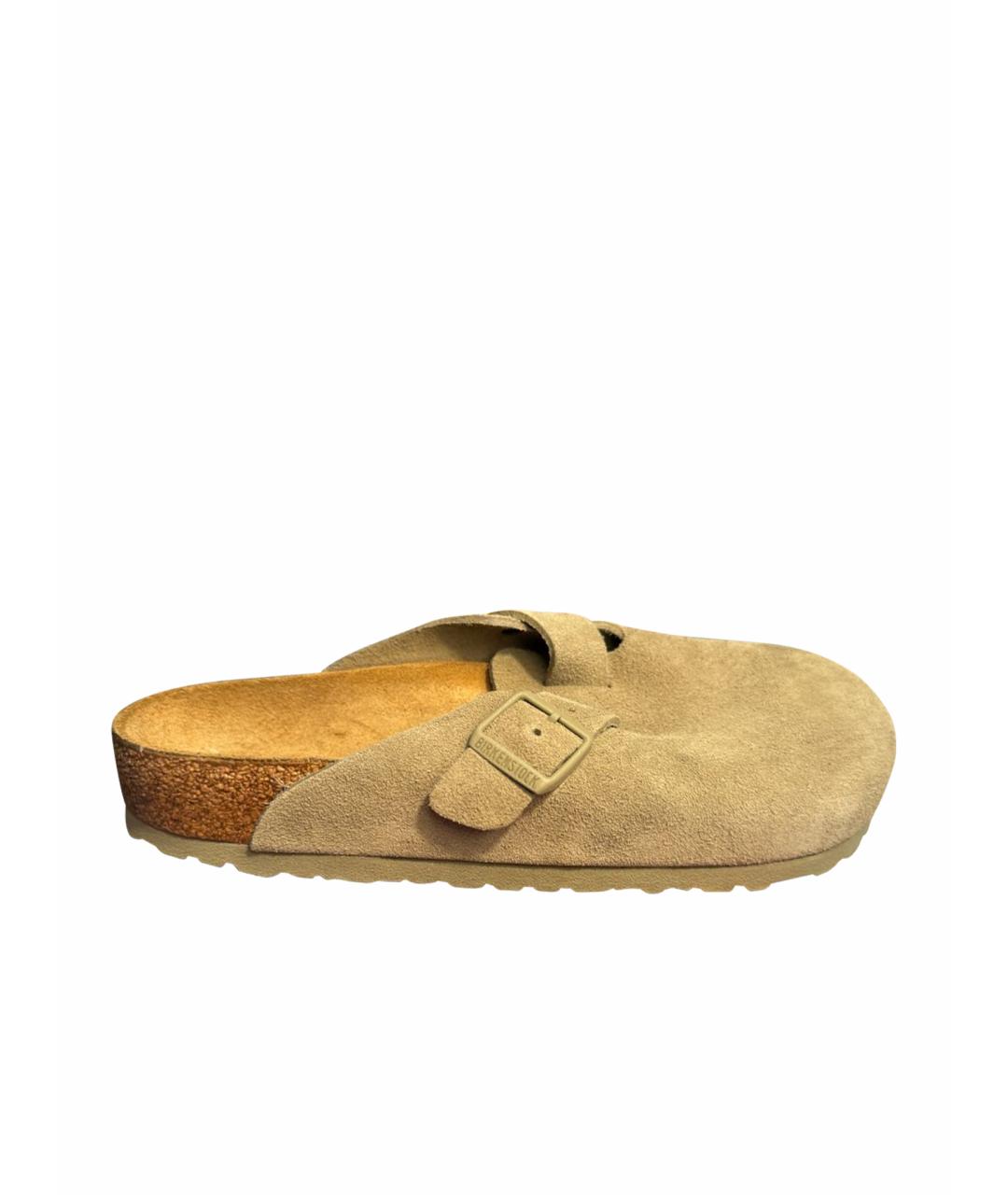 BIRKENSTOCK Хаки замшевые сабо, фото 1