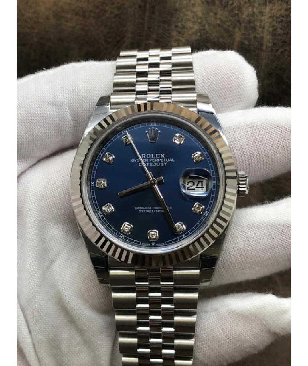 ROLEX Синие часы из белого золота, фото 2