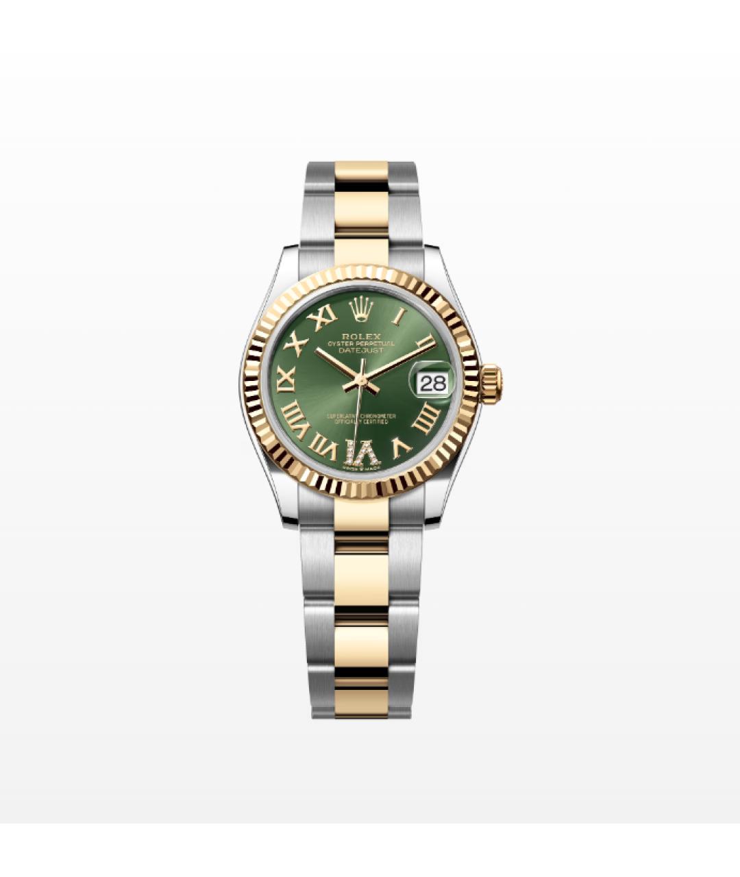 ROLEX Зеленые часы из желтого золота, фото 2