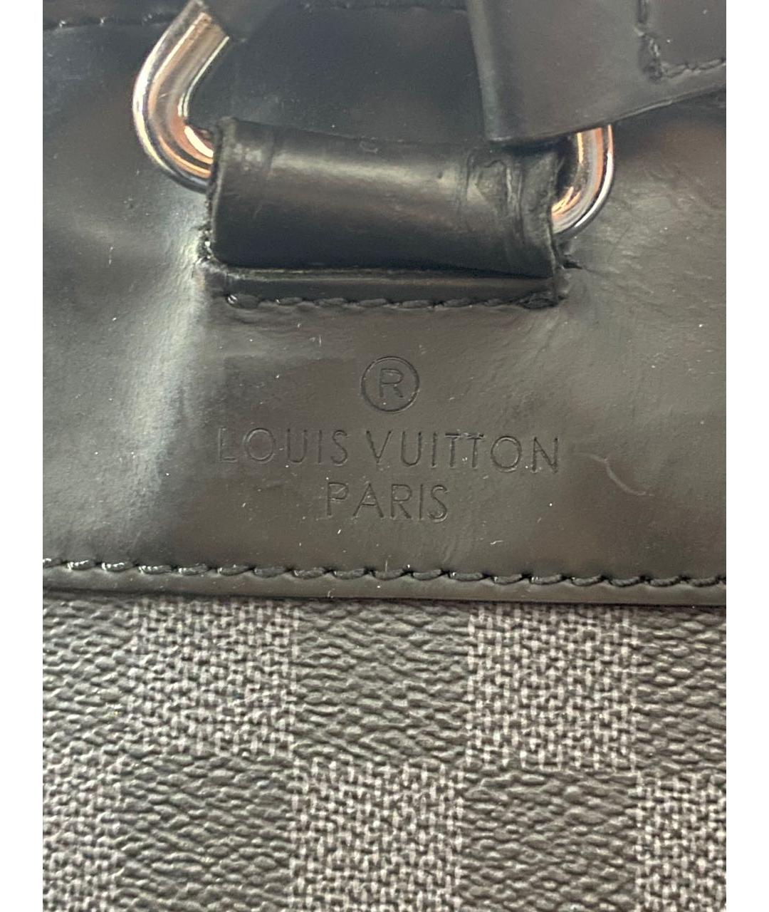 LOUIS VUITTON Черный кожаный портфель, фото 6