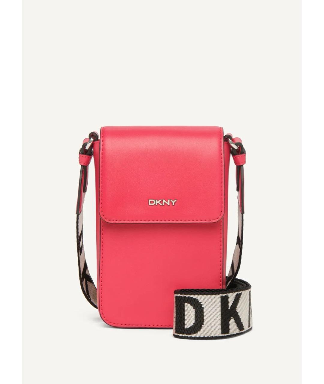 DKNY Розовая кожаная сумка через плечо, фото 6