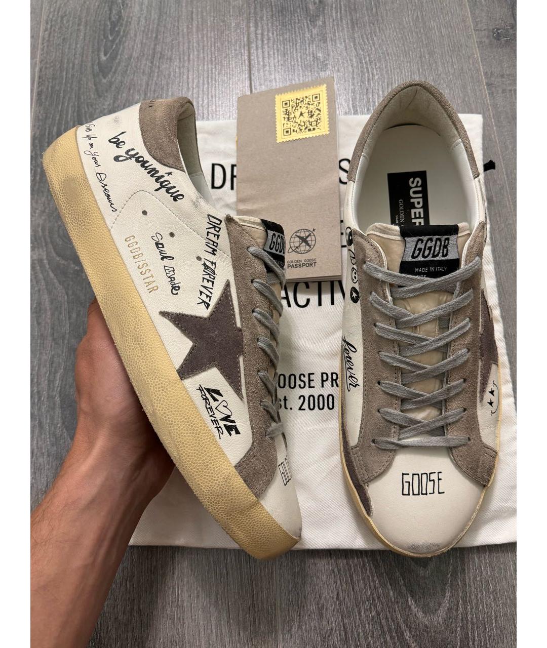 GOLDEN GOOSE DELUXE BRAND Бежевые кожаные низкие кроссовки / кеды, фото 6