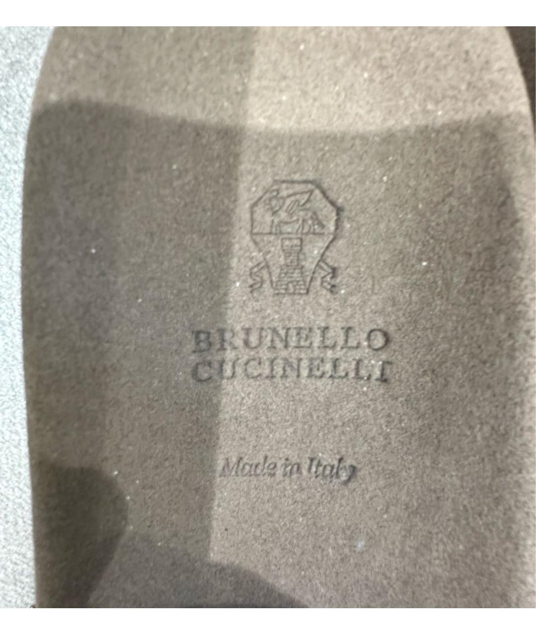 BRUNELLO CUCINELLI Антрацитовые замшевые шлепанцы, фото 3