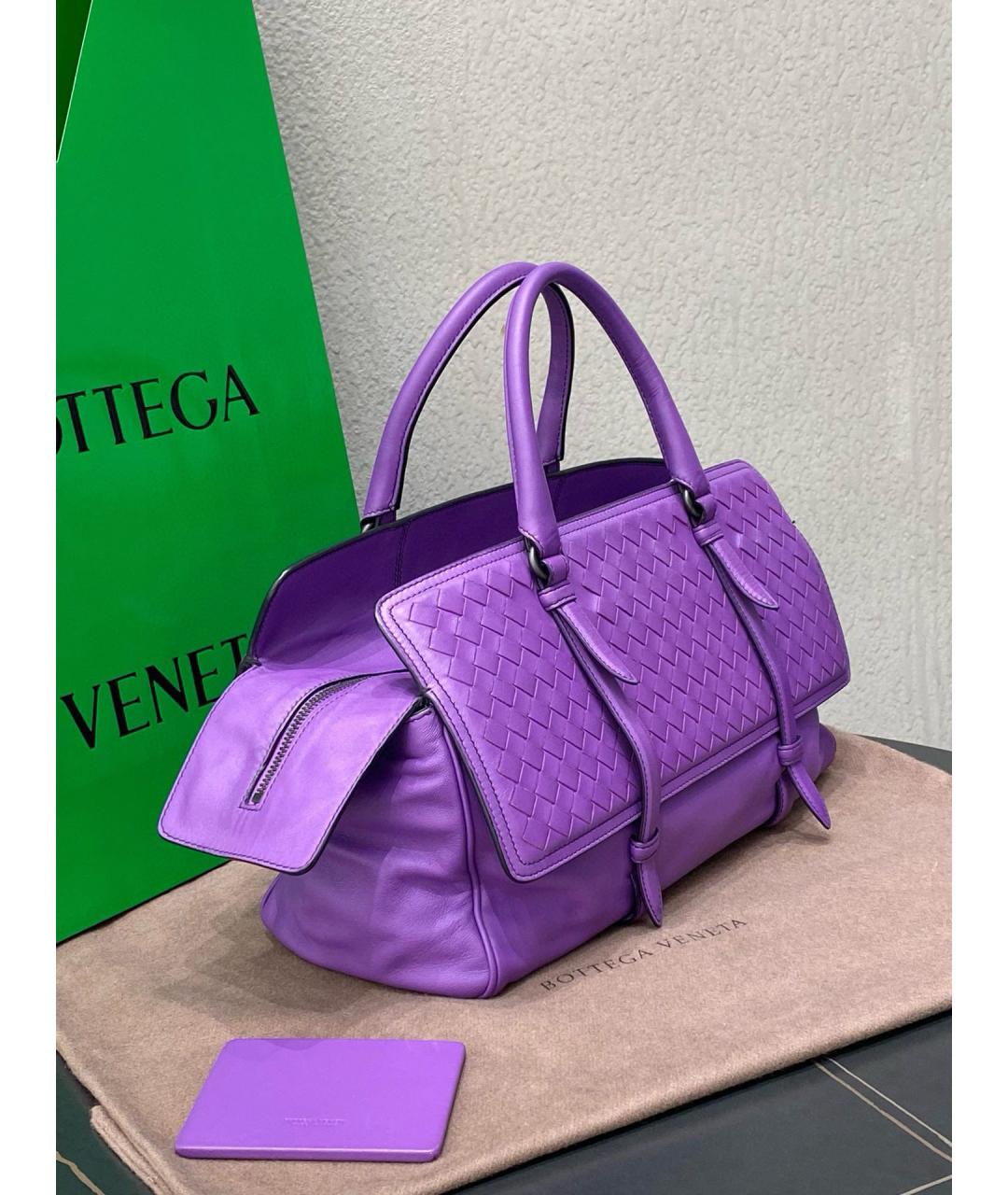 BOTTEGA VENETA Фиолетовая кожаная сумка тоут, фото 3