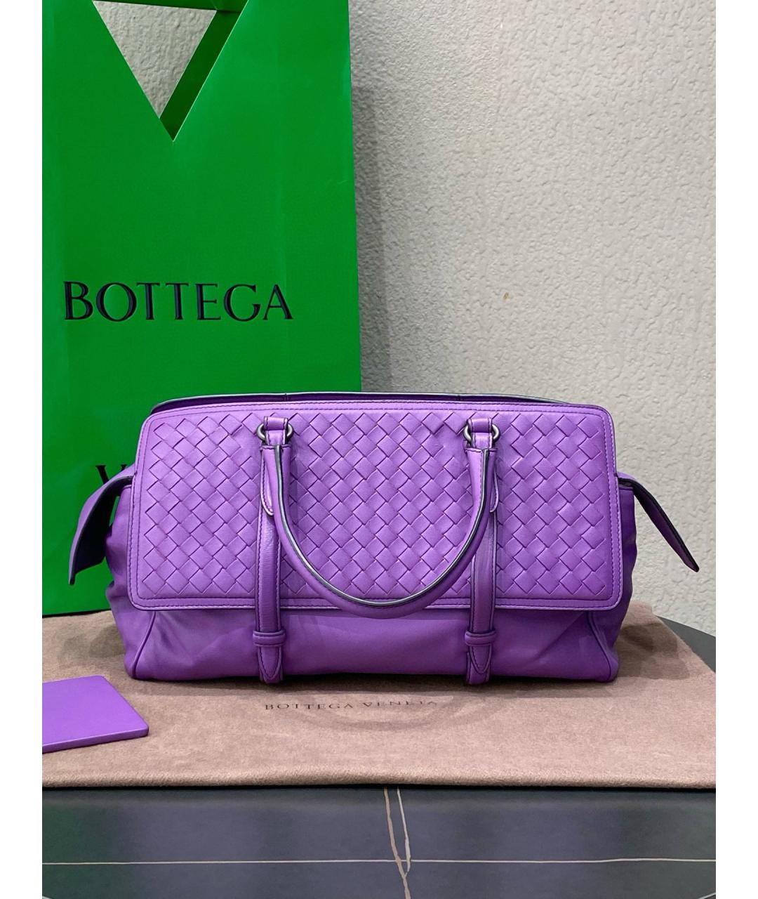 BOTTEGA VENETA Фиолетовая кожаная сумка тоут, фото 2