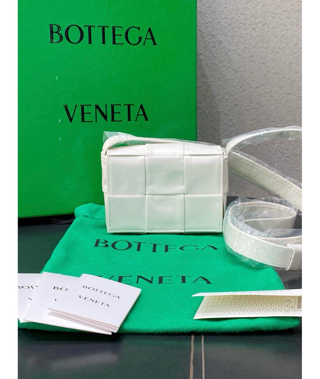 BOTTEGA VENETA Белая кожаная сумка через плечо, фото 7