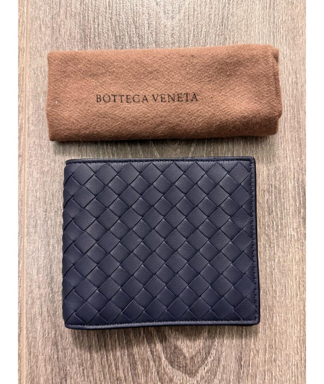 BOTTEGA VENETA Темно-синий кожаный кошелек, фото 7