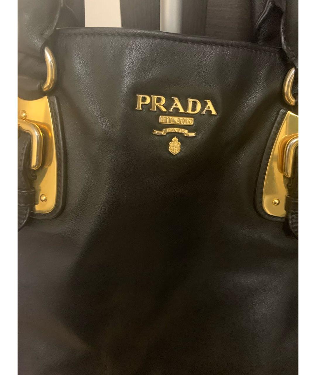 PRADA Черная кожаная сумка тоут, фото 3