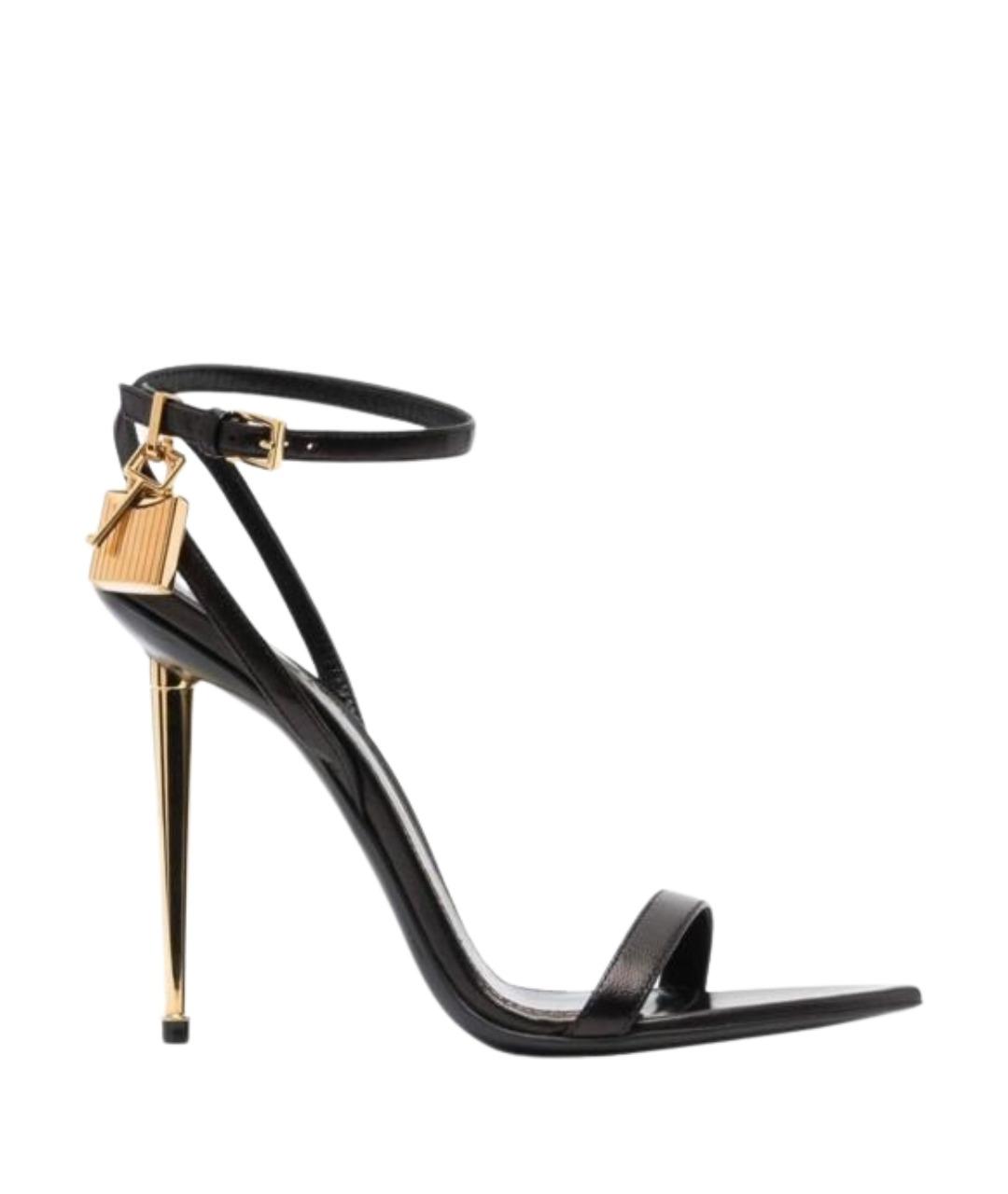 TOM FORD Черные кожаные босоножки, фото 1