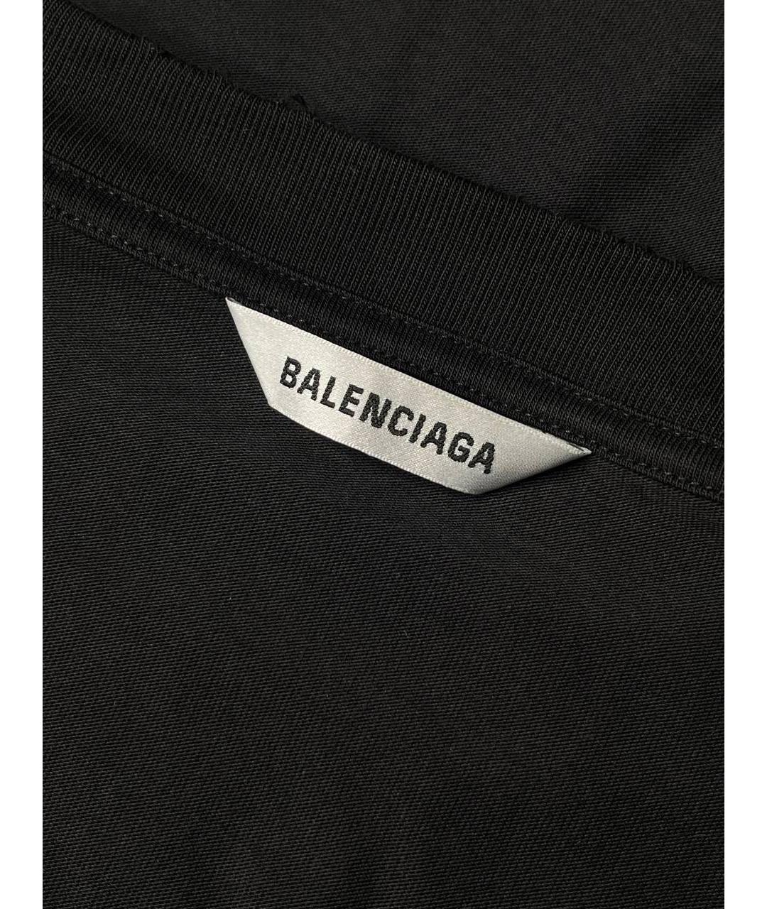 BALENCIAGA Черная хлопковая футболка, фото 6