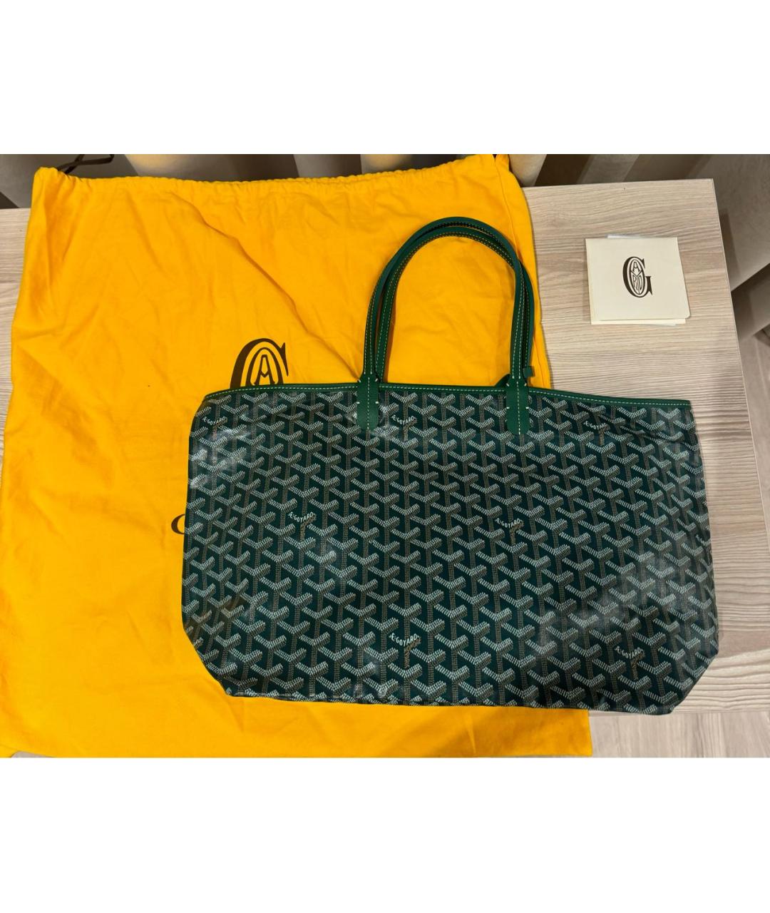 GOYARD Зеленая кожаная сумка тоут, фото 2