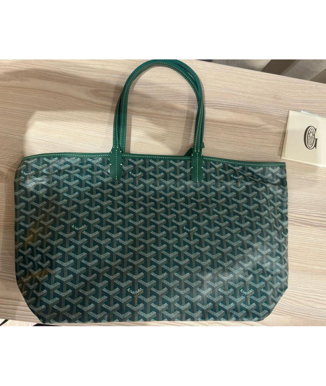 GOYARD Зеленая кожаная сумка тоут, фото 7