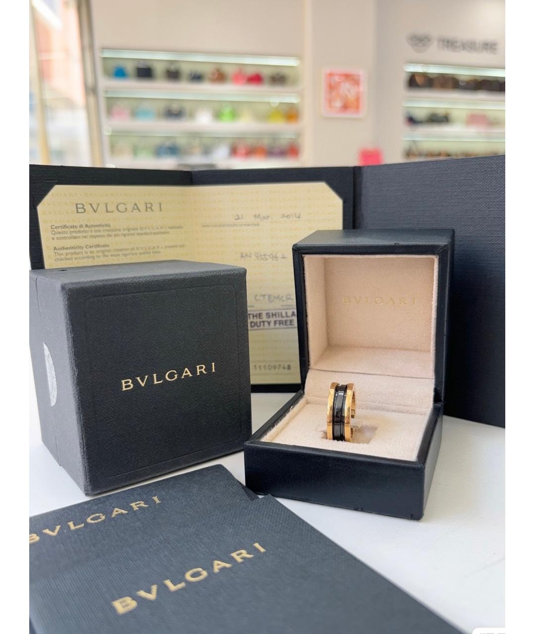 BVLGARI Черное кольцо из розового золота, фото 2