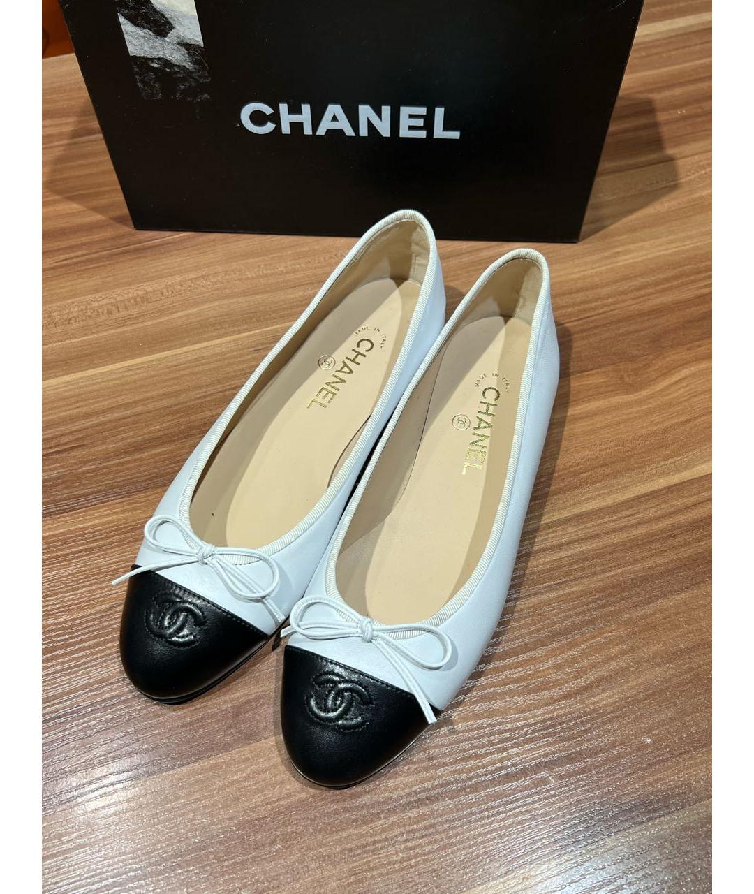 CHANEL Белые кожаные балетки, фото 7