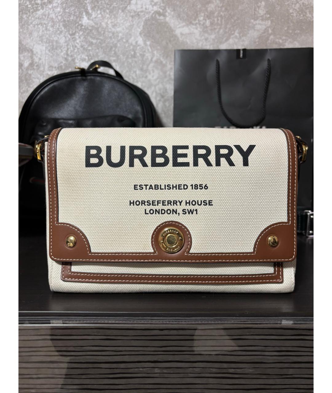 BURBERRY Бежевая тканевая сумка через плечо, фото 10