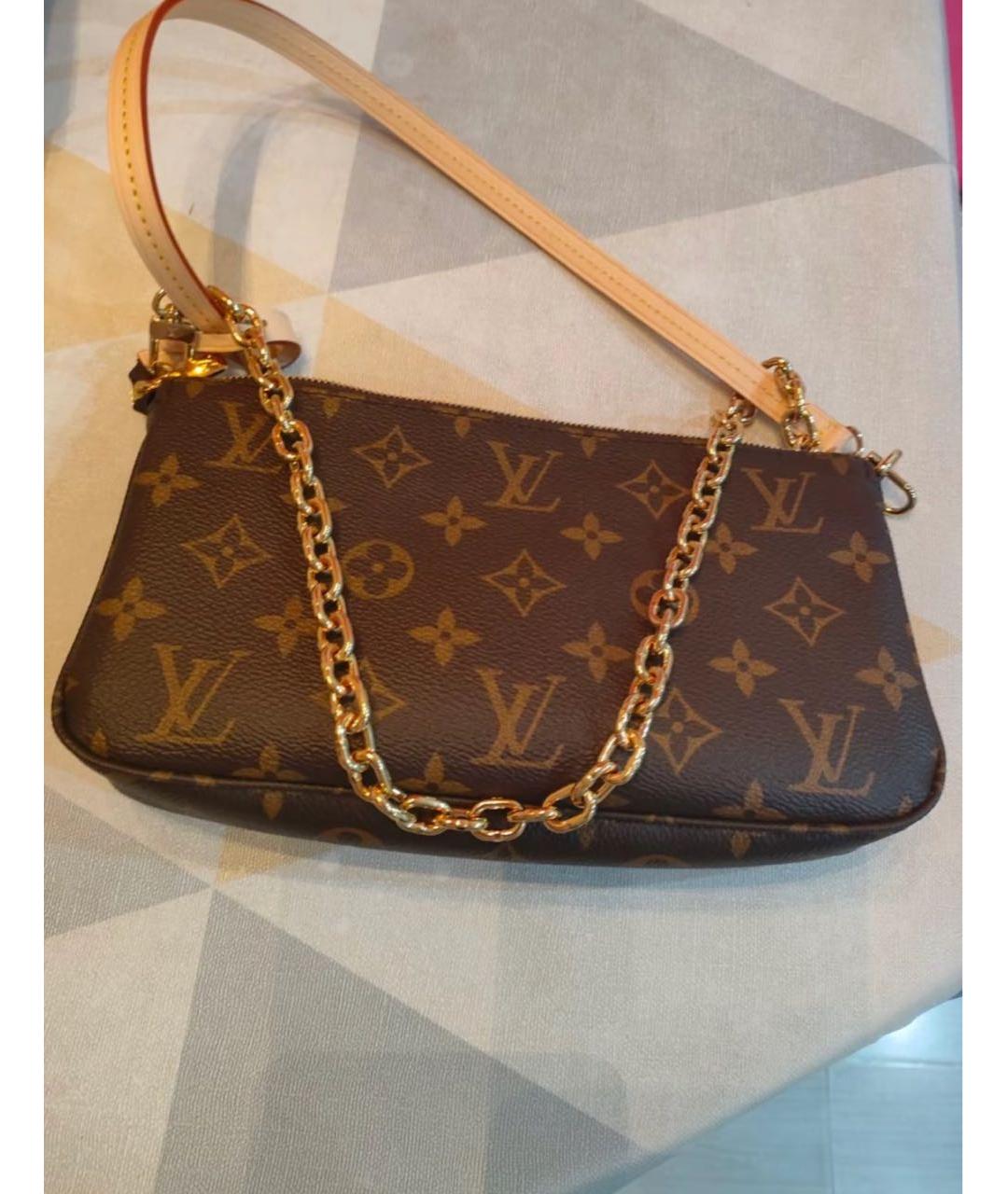 LOUIS VUITTON Коричневая кожаная сумка через плечо, фото 5