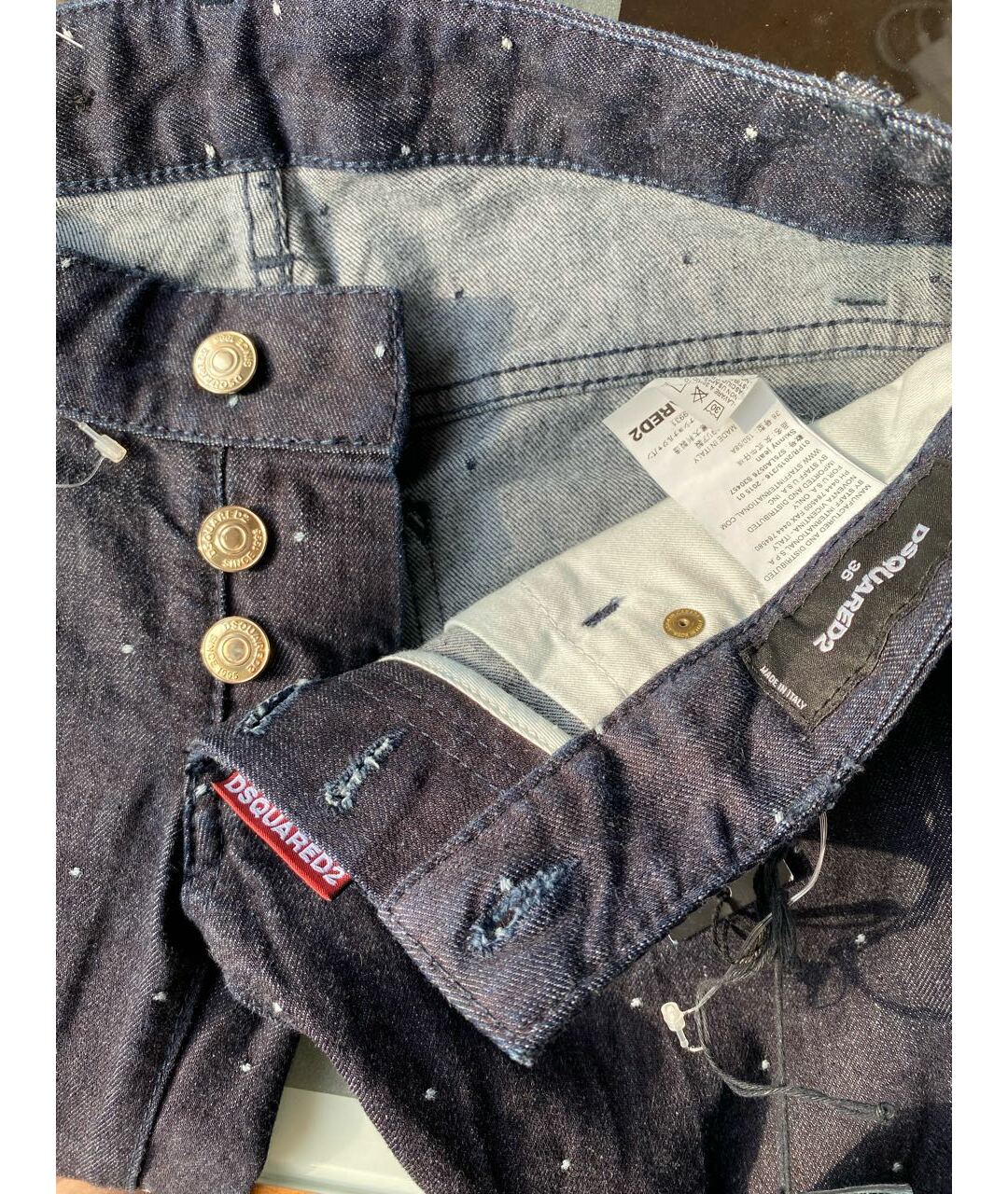 DSQUARED2 Темно-синие хлопко-эластановые джинсы слим, фото 4