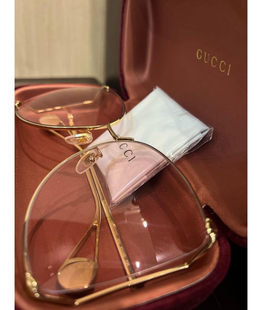 GUCCI Розовые металлические солнцезащитные очки, фото 6