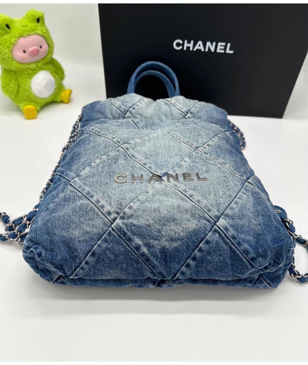 CHANEL Синий деним рюкзак, фото 4