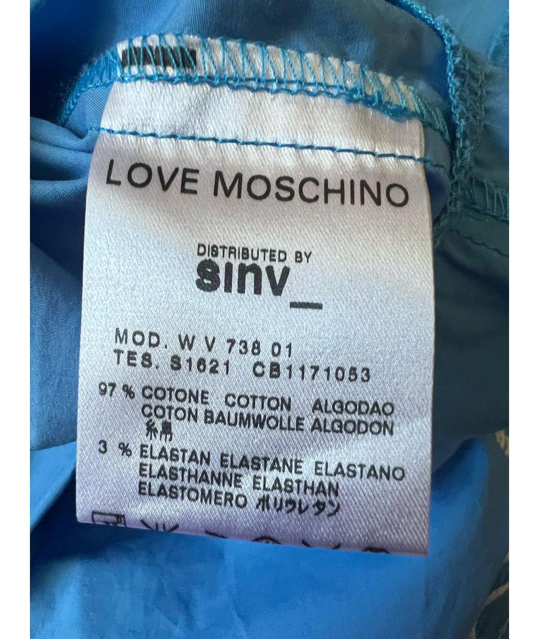 LOVE MOSCHINO Голубое хлопко-эластановое повседневное платье, фото 5