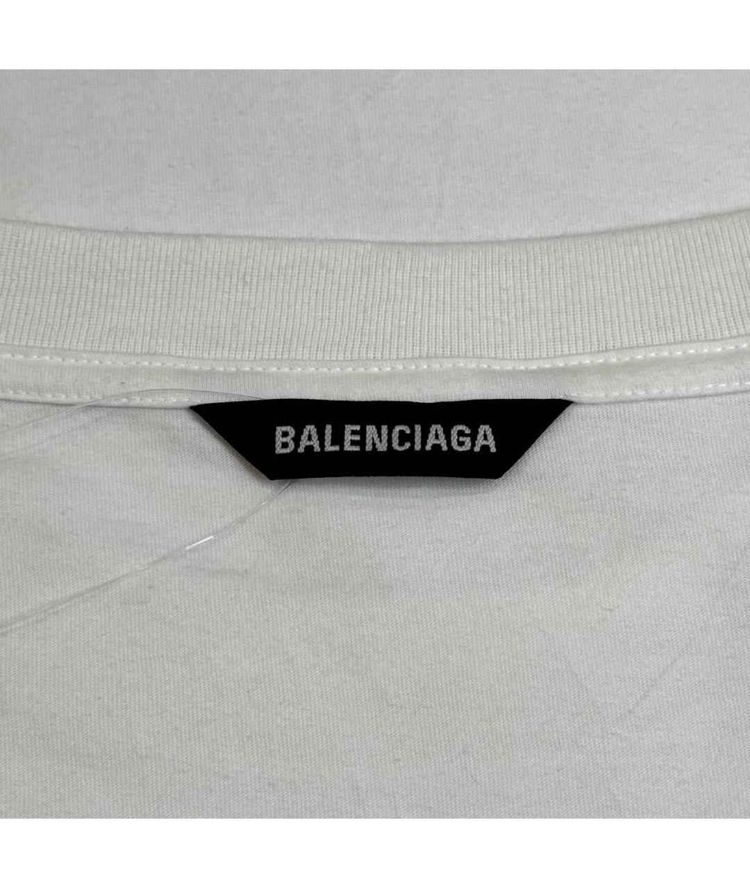 BALENCIAGA Белая хлопковая футболка, фото 5