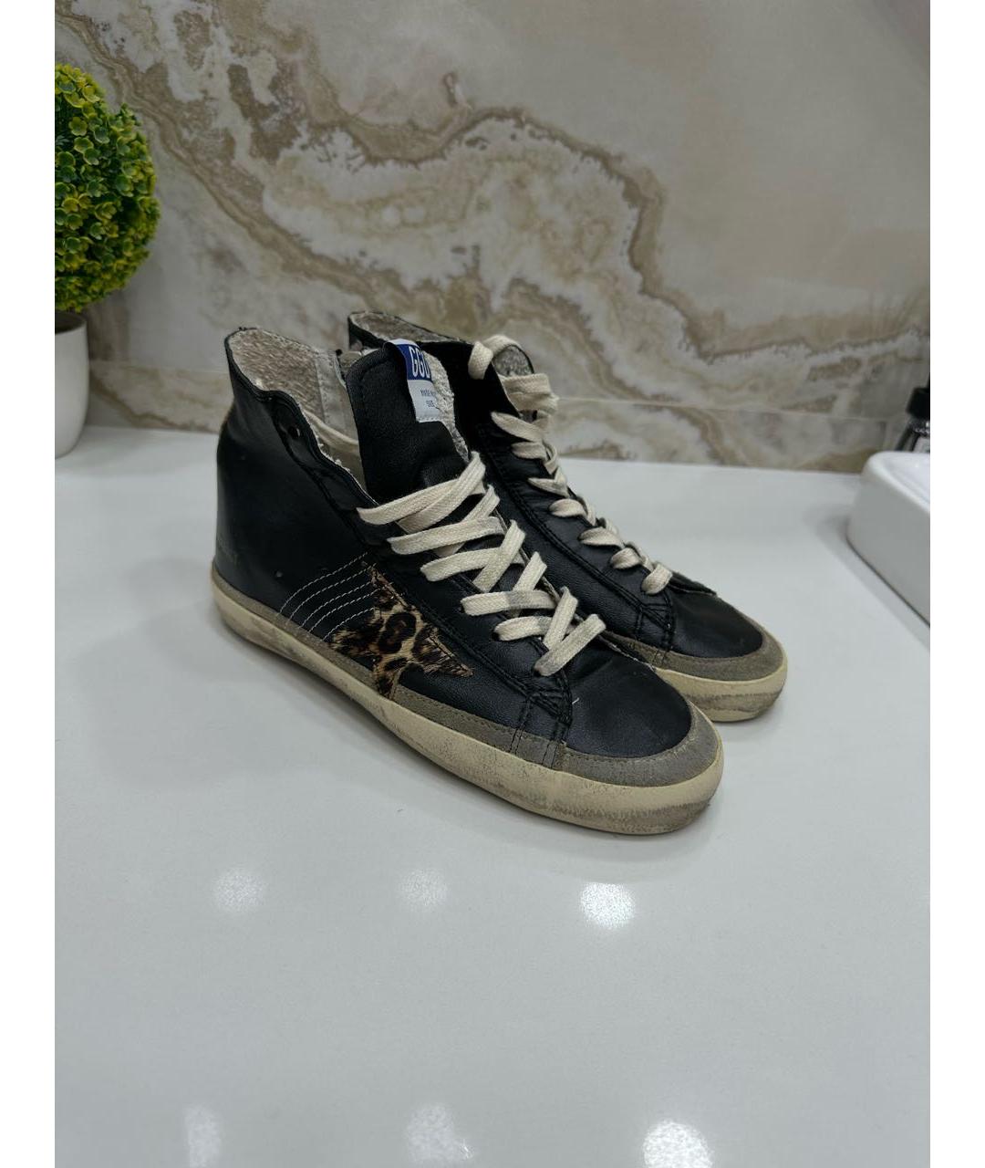 GOLDEN GOOSE DELUXE BRAND Черные кожаные кеды, фото 2