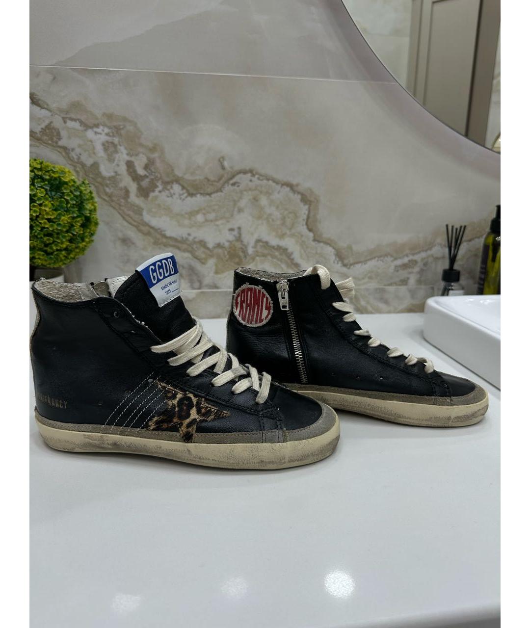 GOLDEN GOOSE DELUXE BRAND Черные кожаные кеды, фото 4