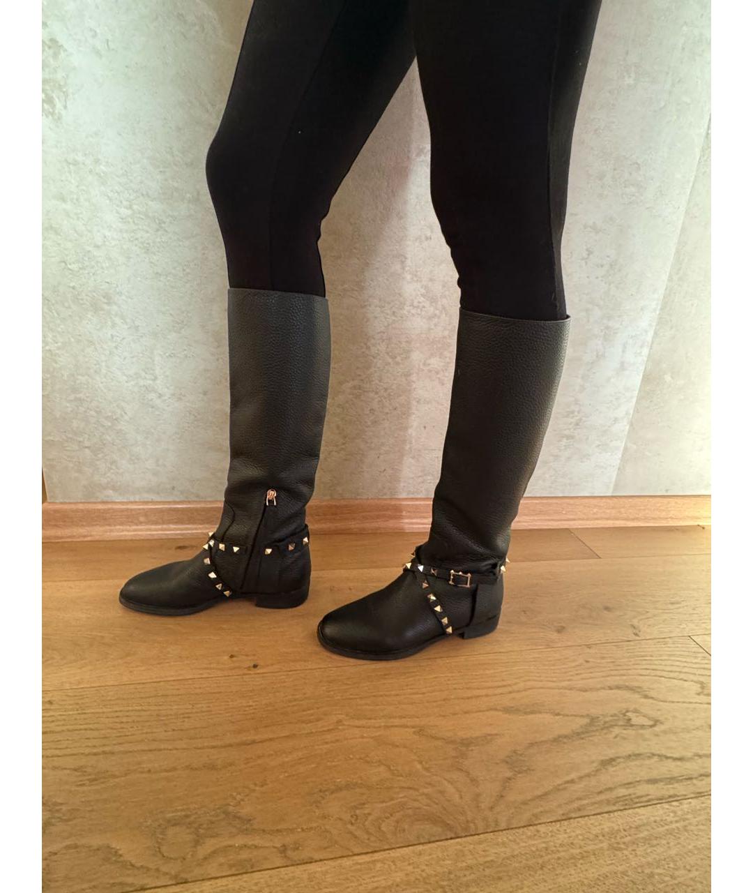 VALENTINO Черные кожаные сапоги, фото 8