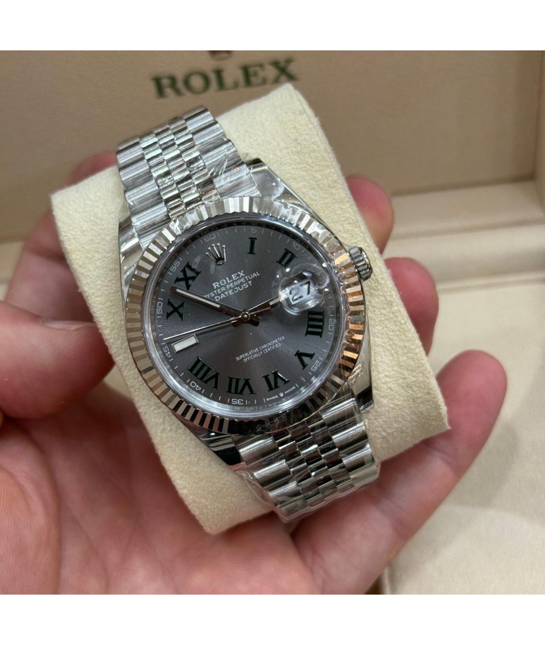 ROLEX Серые металлические часы, фото 4